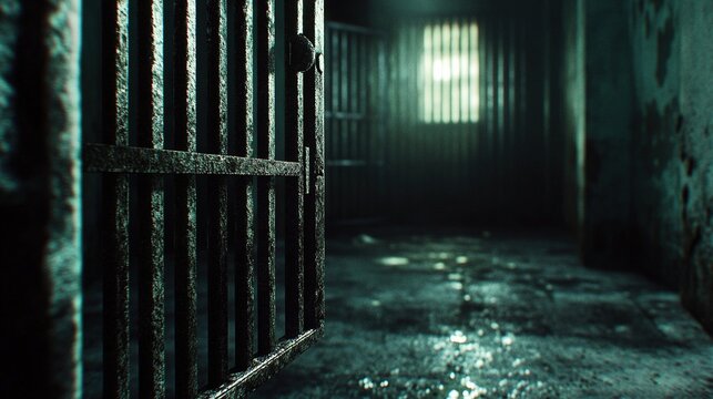 silhouette Image of an adult male behind bars in a jail cell