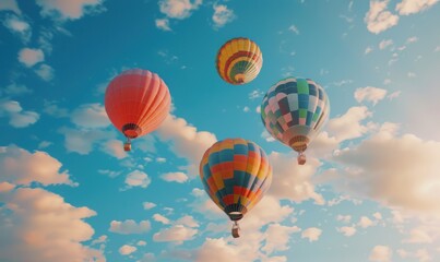 Obraz premium Colorful hot air balloons in the sky, 4K hyperrealistic photo