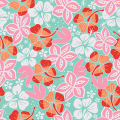 seamless floral pattern on green background 