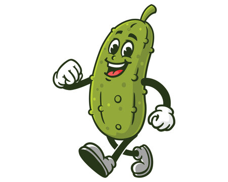 recommend clip art: Walking Pickle Cartoon Mascot Illustration Character Vector Clip-art Hand-drawn Logo Design
