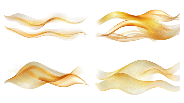 Abstract Golden Metallic Wave Bands Collection on a White Background Generative AI - Powered by Adobe