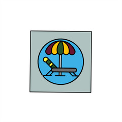 Beach Chair and Umbrella Icon for Vacation
