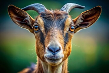 Close-Up Portrait of a Goat Isolated on Transparent Background for Stock Photography