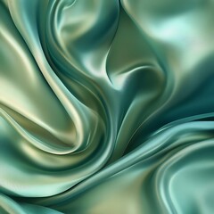 Fototapeta premium A close-up of smooth, flowing fabric in shades of teal and green, showcasing its texture.