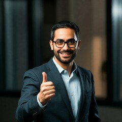 businessman showing thumb up