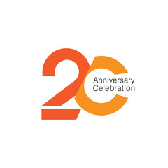 20, 20th Years Anniversary Logo, 20 Logo, Vector Template Design element for birthday, invitation, wedding, jubilee and greeting card illustration.