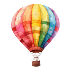 Fototapeta premium PNG watercolor colorful hot air balloon isolated on white background.