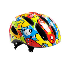  A bicycle helmet with colorful cartoon patterns isolated on transparent background (5)