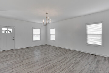 Minimalistic Living Area With Elegant Chandelier