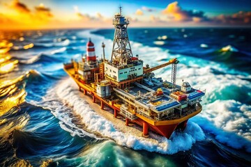 Obraz premium Tilt-Shift Photography of a Drillship Helideck Structure for Marine Engineering Insights