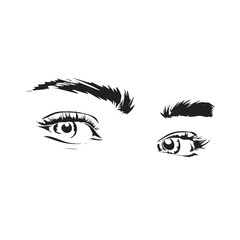 black silhouette illustration of a woman's eye glancing