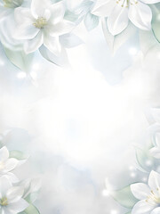 Soft White Blooms with Gentle Green Leaves background