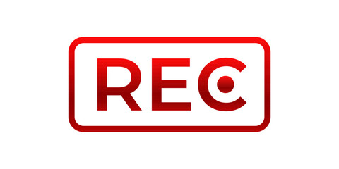 Rec indicator for live video recording. Video record icon.