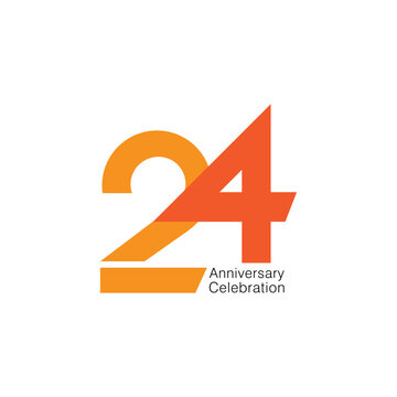 24 Logo, 24th Anniversary Logo, 24 birthday,  Vector Template Design element for a birthday, invitation, wedding, jubilee, and greeting card illustration.
