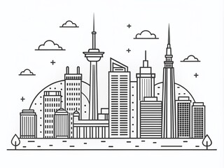 Obraz premium Toronto Skyline Line Art - Minimalist Architecture Illustration for Modern Decor