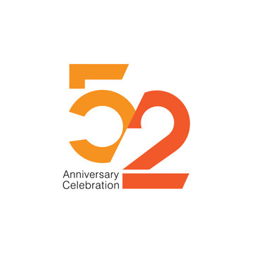 52 logo, 52nd Anniversary Logo, 52 Vector Template Design element for a birthday, invitation, wedding, jubilee, and greeting card illustration.