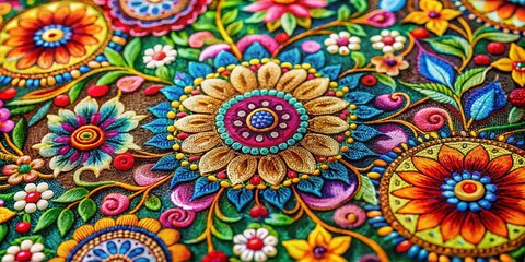 Fototapeta premium Traditional Indian Art with Floral Designs - Vibrant Cultural Symbolism in Product Photography