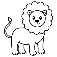  A cute Lion Line Art  vector illustration 