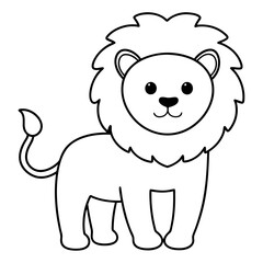 Fototapeta premium A cute Lion Line Art vector illustration 