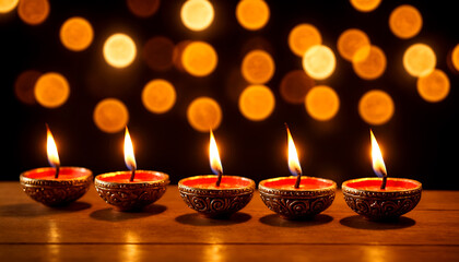 Lighting of diya in the occasion of festival of light