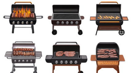 Set of Barbecue Grills Ready for Summer Grilling and Outdoor Cooking Generative AI