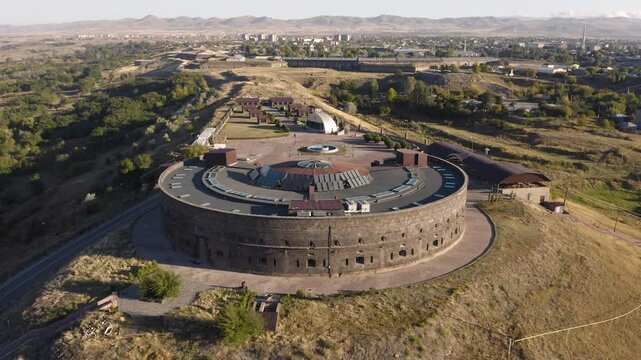Aerial view of Black fortress in Gyumri also known as Sev Berd