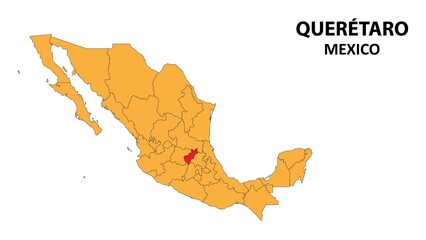 Querétaro Map is highlighted on the Mexico map with detailed state and region outlines.