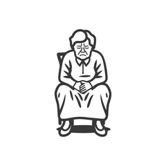 Obraz premium Elderly Woman Sitting in a Chair with a Frown