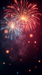 Fototapeta premium Fireworks display for Lunar New Year celebration background with copy space