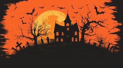 Haunted house. Halloween decoration element.