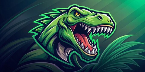 Naklejka premium T-Rex Head Mascot Sports Logo Design for eSports Teams - Long Exposure Illustration