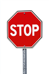 Red stop sign displayed against a white background