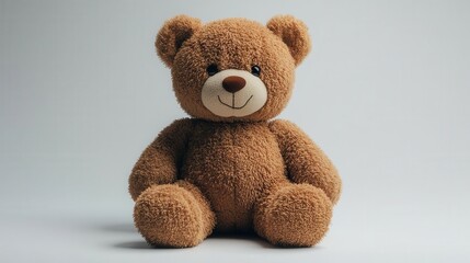 Obraz premium cute teddy bear set against a clean white background exuding warmth and comfort inviting hugs and nostalgia while maintaining a minimalist aesthetic for a charming visual appeal