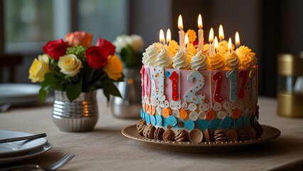 Festive table centerpiece for a birthday