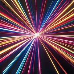 Light speed, hyperspace, space warp background. colorful streaks of light gathering towards the event horizon. Hand edited, generative ai