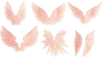 Realistic Pastel Pink Angel Wings With Detailed Feathers Generative AI