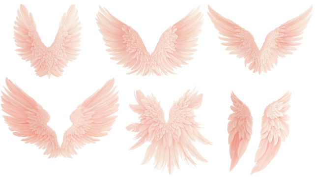 Realistic Pastel Pink Angel Wings With Detailed Feathers Generative AI