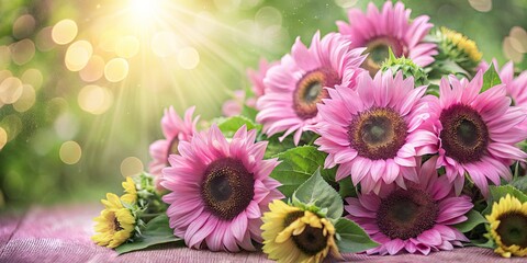Vibrant pink flowers basking in the warm sunlight.