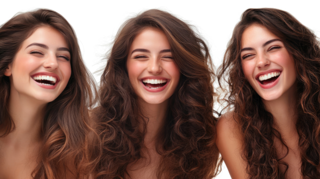 Young Women With Shiny Curly Hair Laughing Together in Bright Light Generative AI