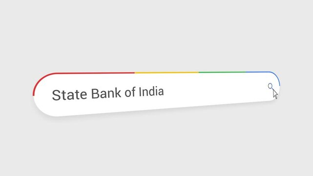 Typing State Bank of India in Search Bar Animation | Close-Up Search Engine Interface | Web Search for State Bank of India | Internet Browsing, Technology, and Digital Marketing Animation Video