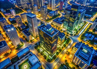 Urban Cityscape Drone Photography in Blue and Yellow Shades for Stunning Visuals