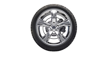 Obraz premium Wheels, tires and discs , Car tire isolated on white background