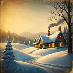 winter landscape with house