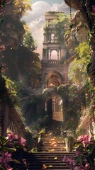 Skyward palace of serenity, 4K hyperrealistic photo