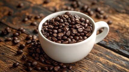 Fototapeta premium Beans in cup on rustic table