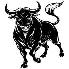 A bull charging silhouette black vector