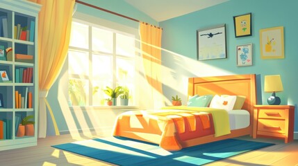 Sunny Bedroom Interior.