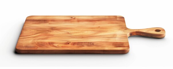 Cutting board on white background, 4K hyperrealistic photo