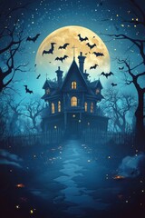 Fototapeta premium Haunted house. Halloween decoration element.