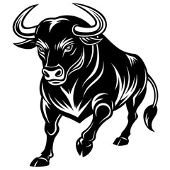 A bull charging silhouette black vector